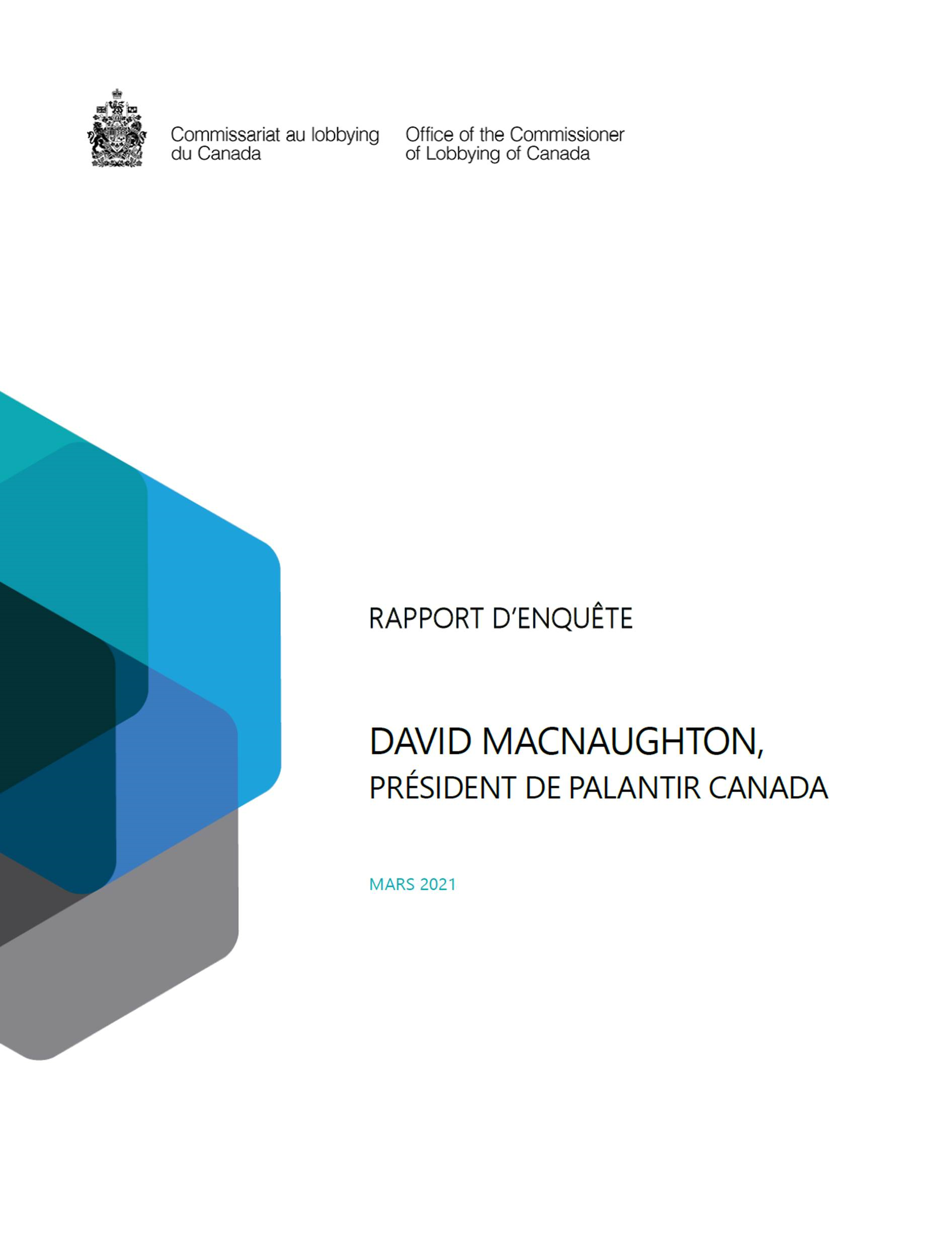 Couverture du rapport d'enquete sur David MacNaughton