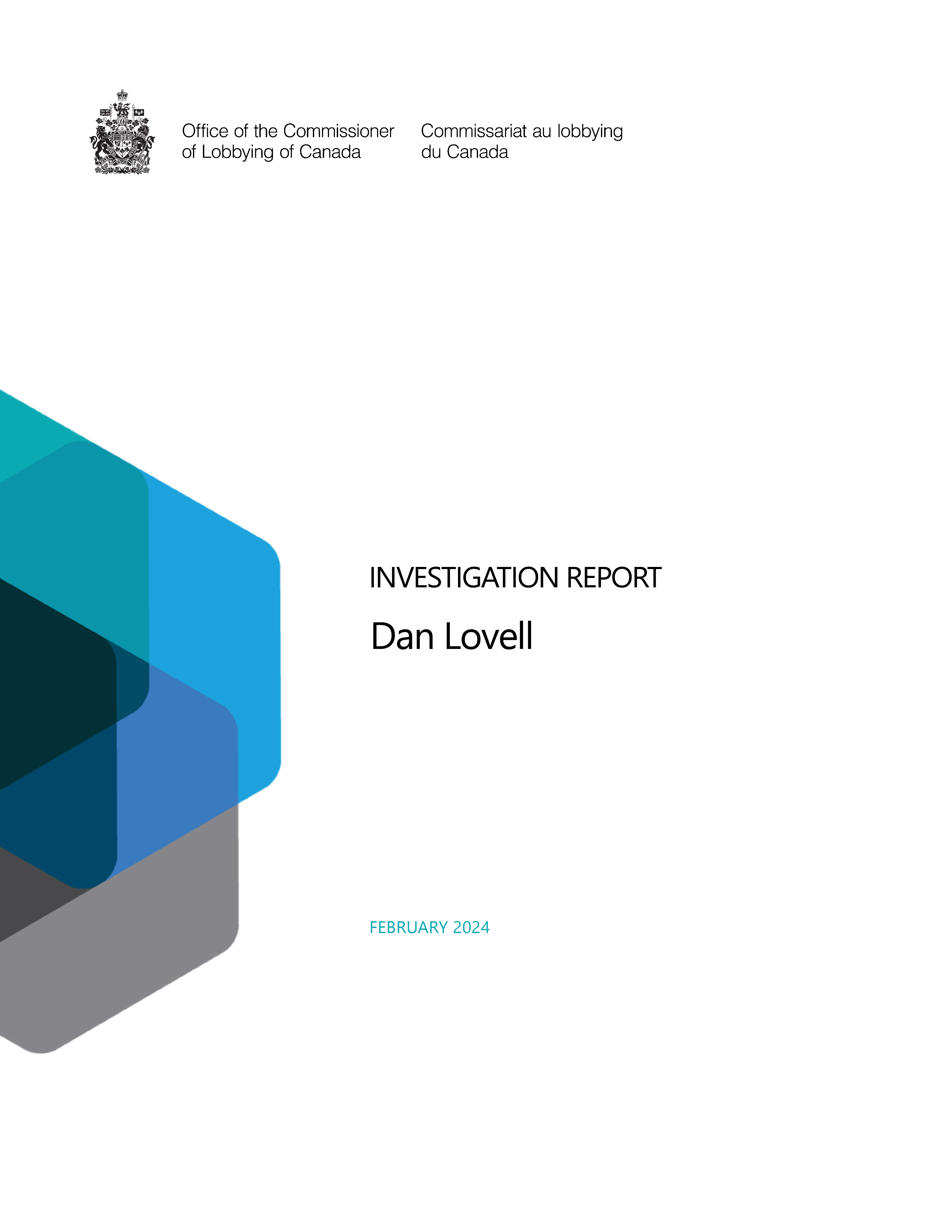 Photo of publication cover: Investigation report - Dan Lovell