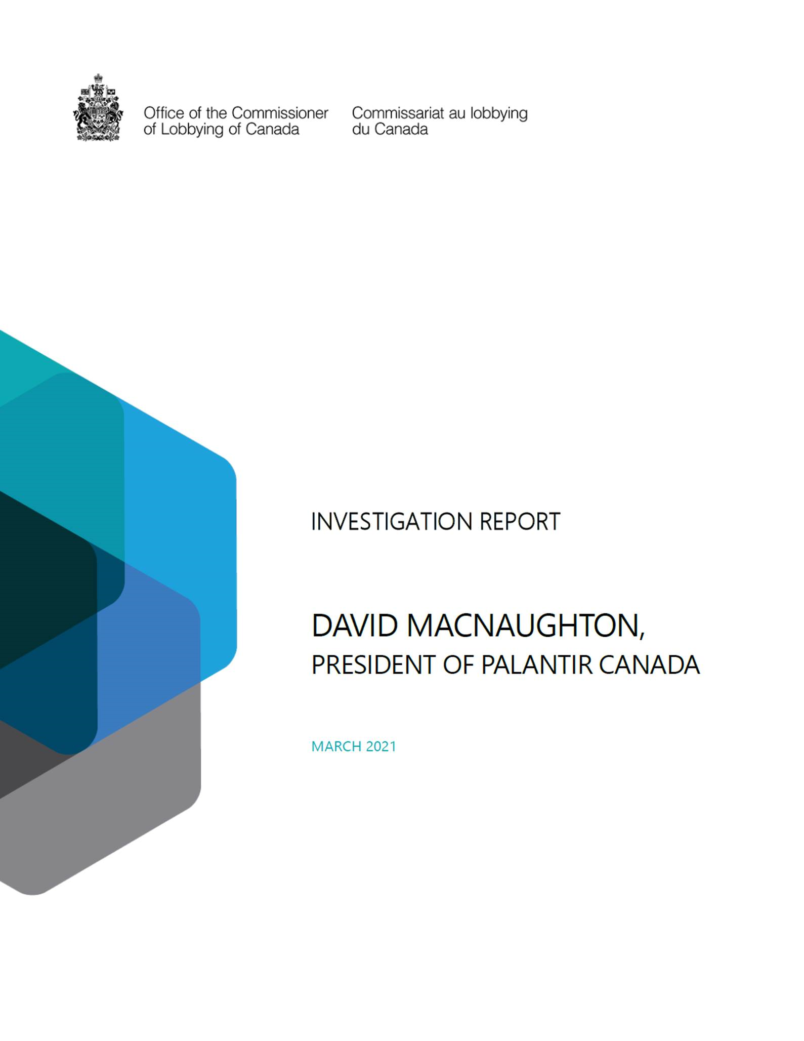 Cover of the investigation report on David MacNaughton