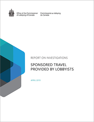 Report on investigations - Sponsored travel provided by lobbyists April 2019 cover